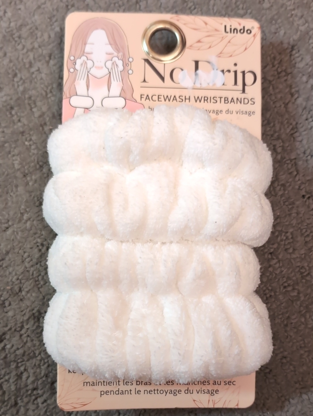 White Facewash Wristbands - Soft No-Drip Hairband Set